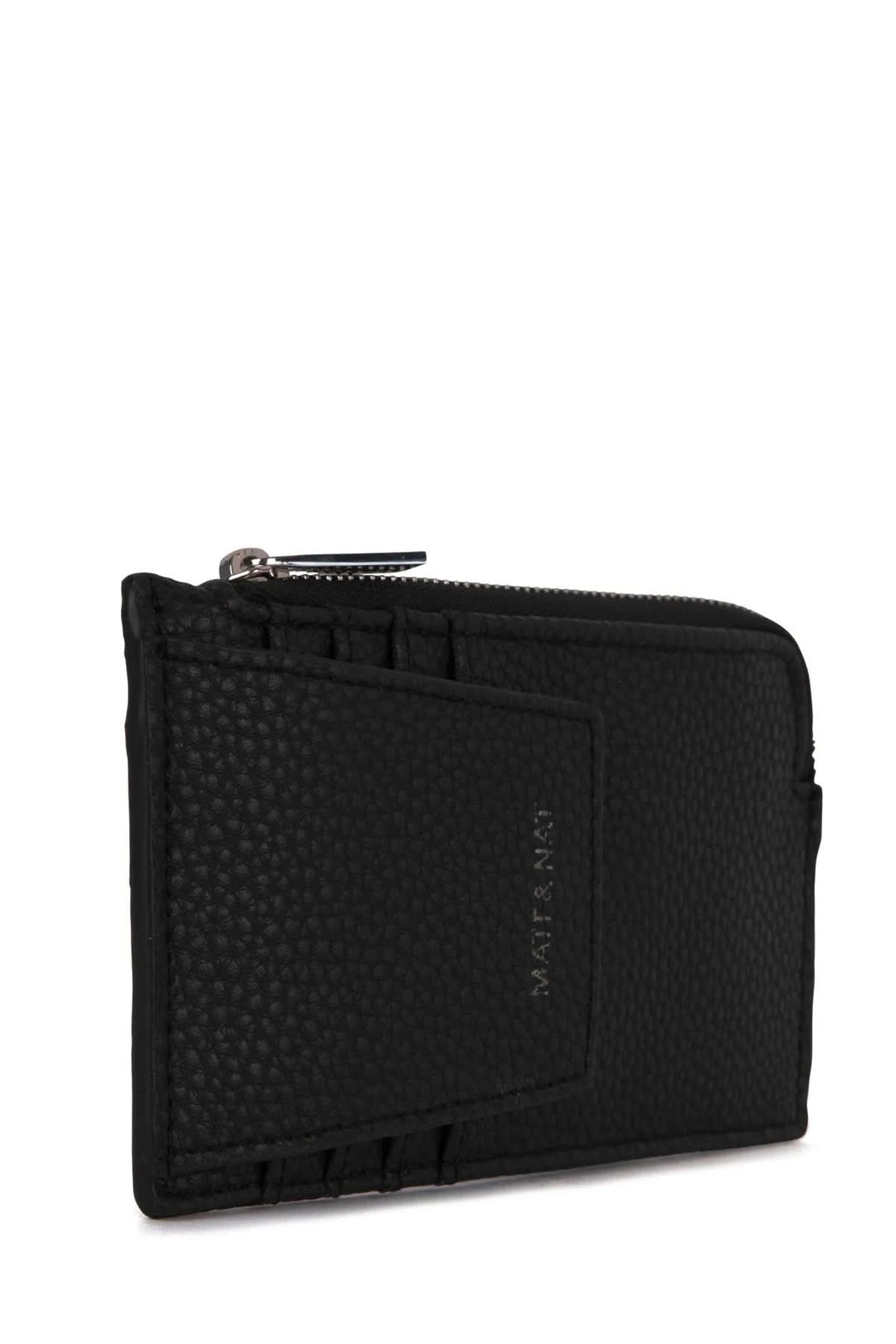 Porte-feuilles Gratz noir avec design minimaliste, fermeture zippée et finition grainée pour un look élégant.