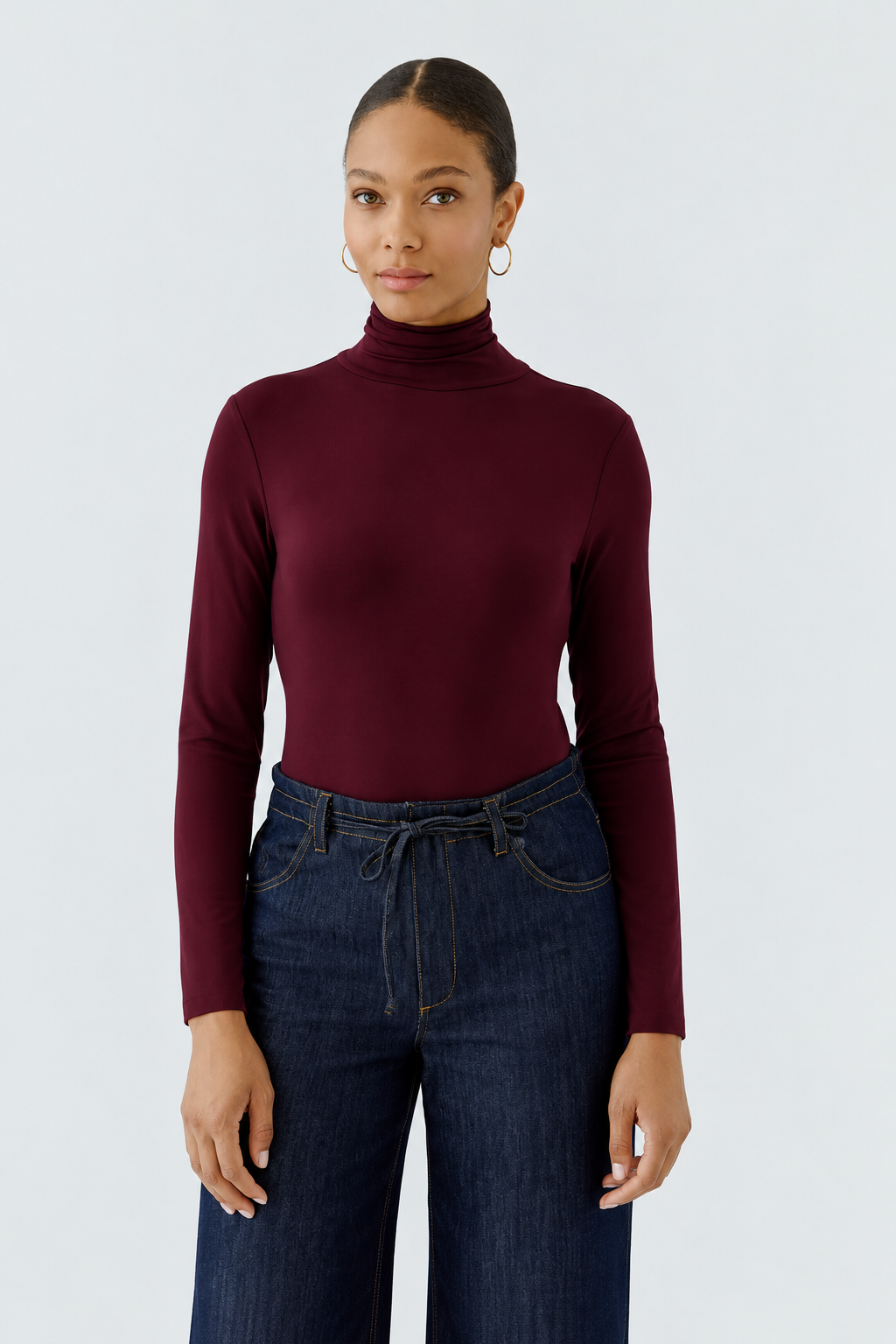 Chandail col montant en jersey de modal