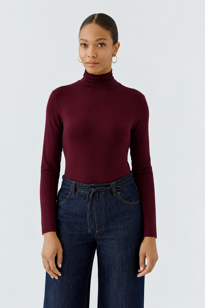 Chandail col montant en jersey de modal