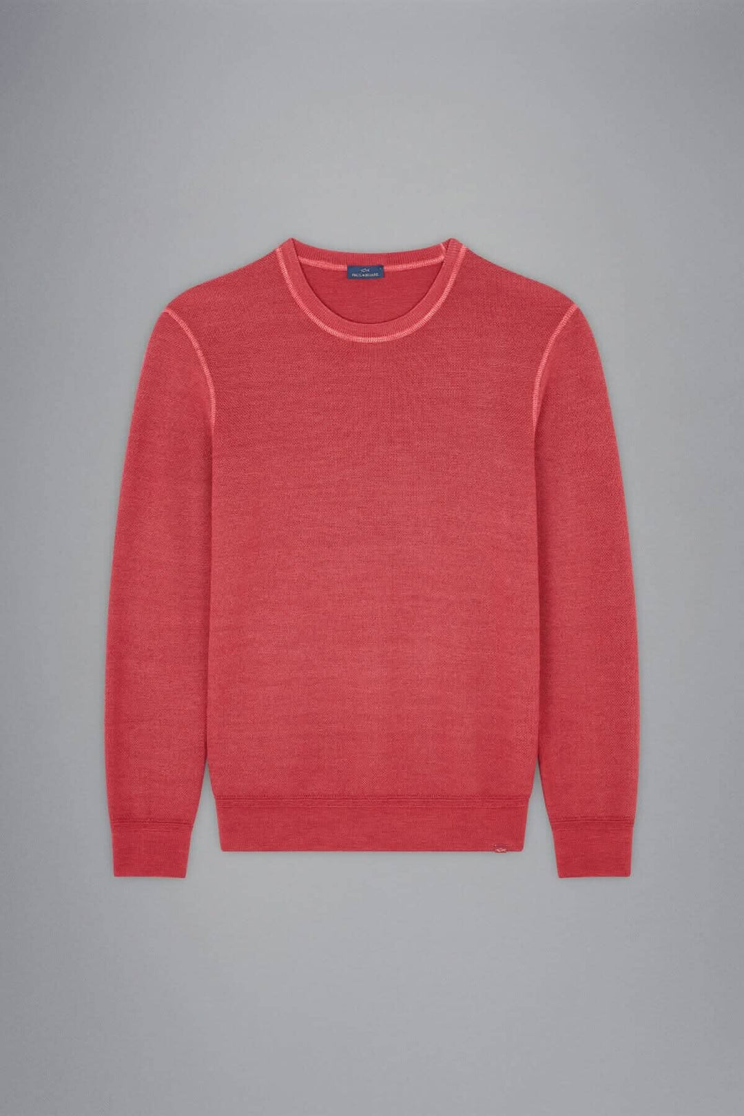 Pull en laine mérinos rouge de Paul & Shark, col rond classique, élégant pour homme moderne.