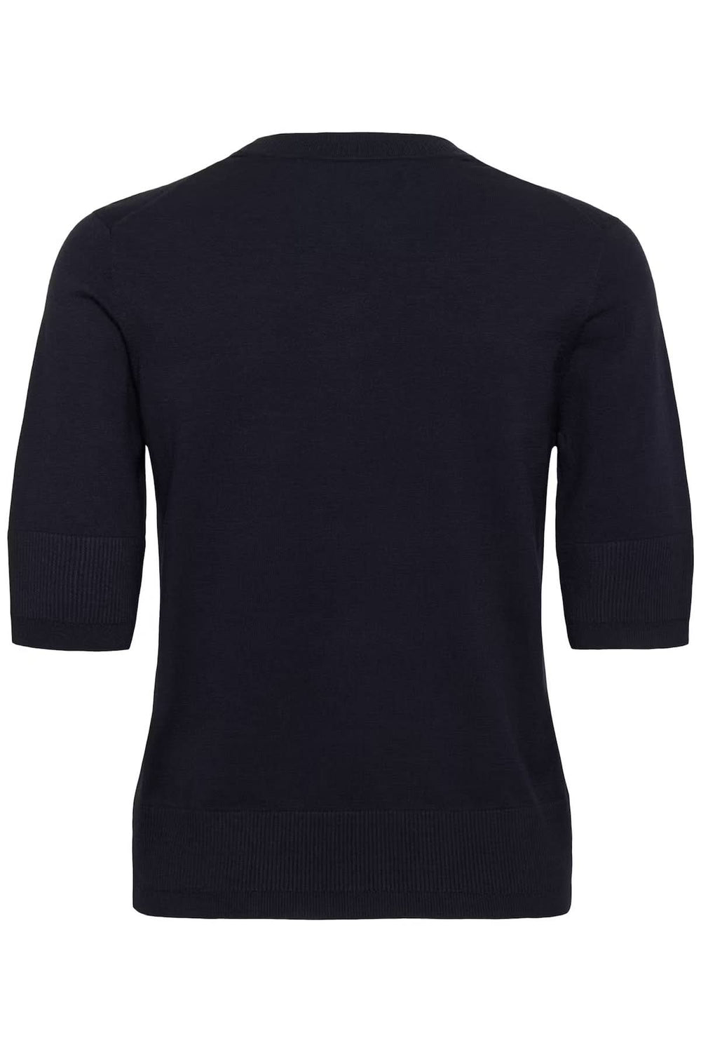 Vue arrière du Pull à manches courtes Miko en maille fine, coupe droite, manches mi-longues pour un style à la fois chic et décontracté.