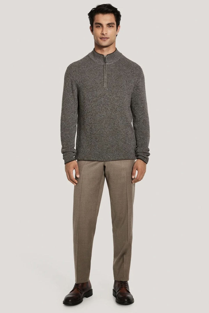 Pull quart de zip en coton texturé