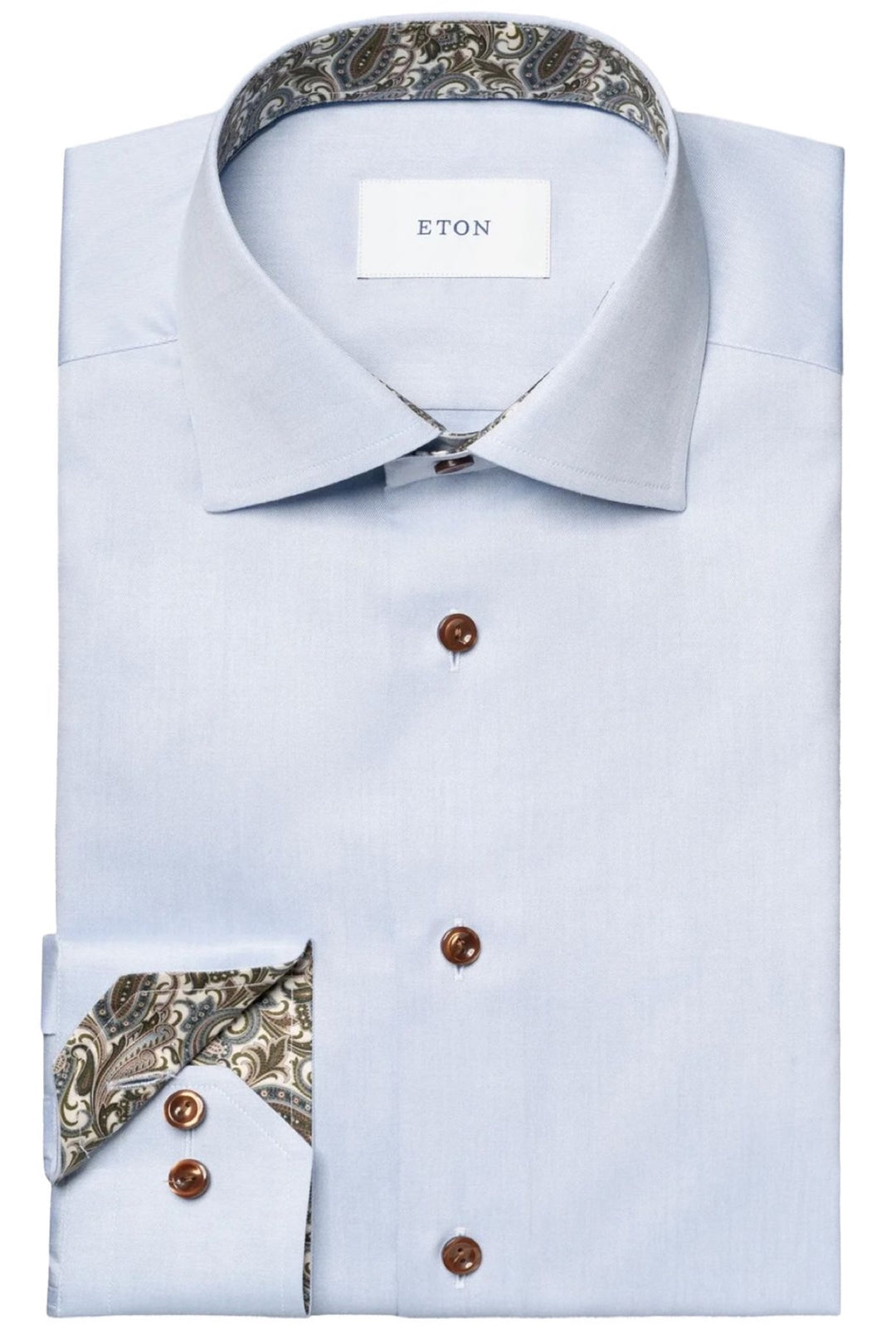 Chemise en coton bleu ciel à détails paisley