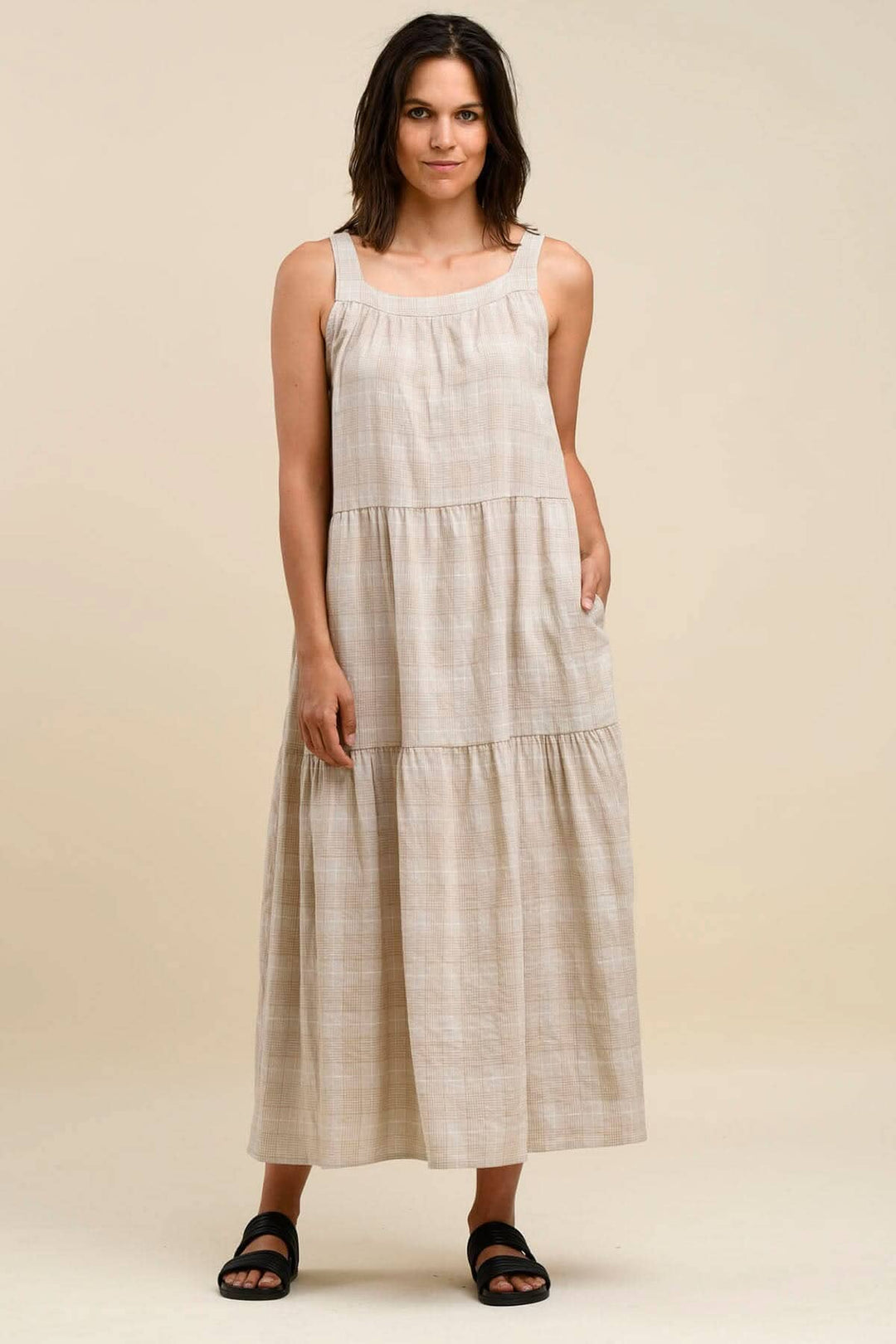 Robe longue à bretelles larges, imprimée, idéale pour le printemps et l&