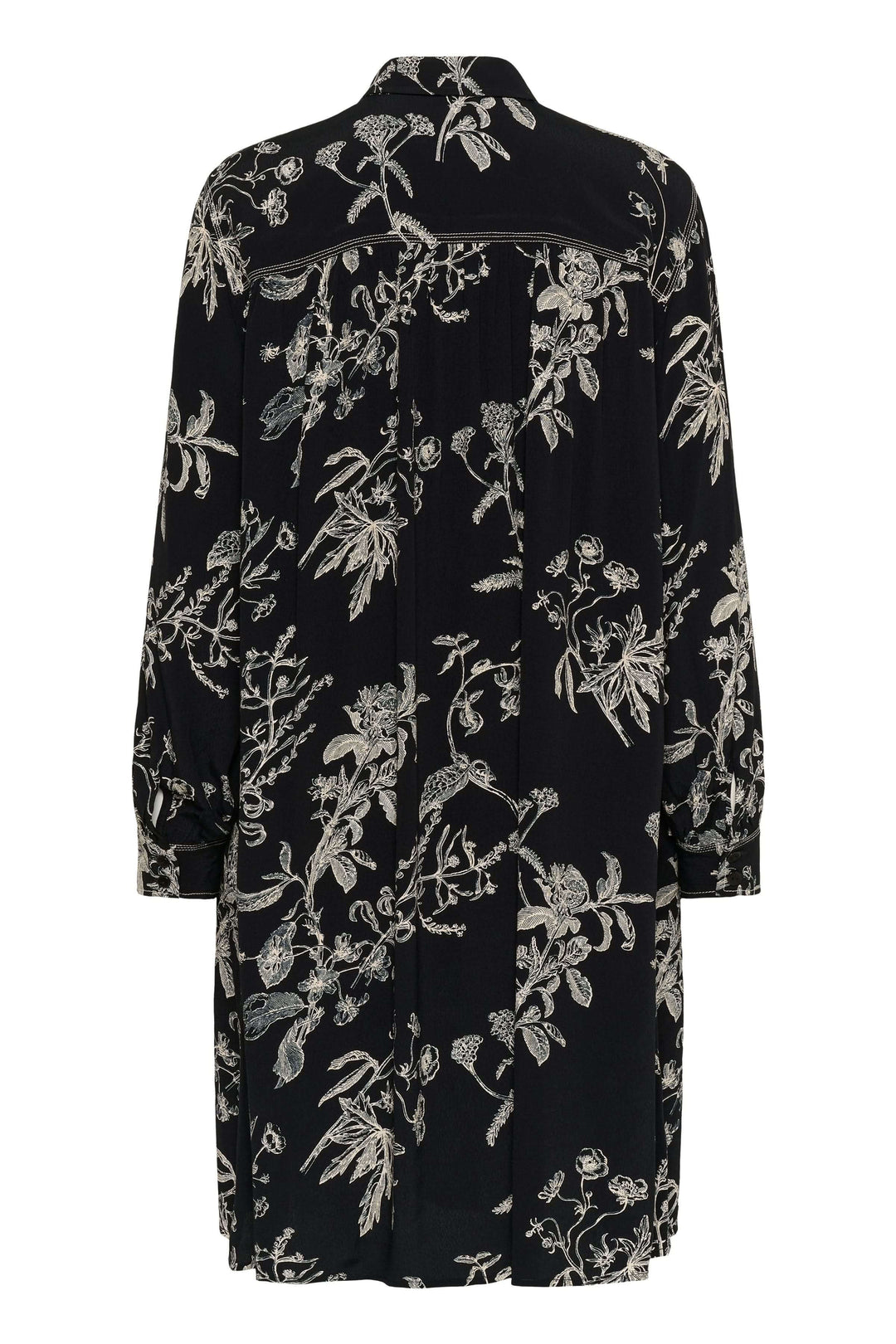 Robe Sanes à imprimé floral, col lavallière et manches bouffantes, vue arrière.