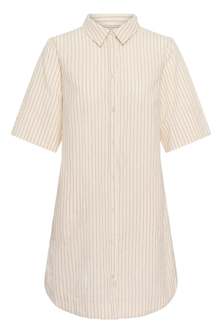 Robe chemise Berrit fluide à manches courtes pour un style décontracté et élégant, légère et confortable pour toutes occasions.