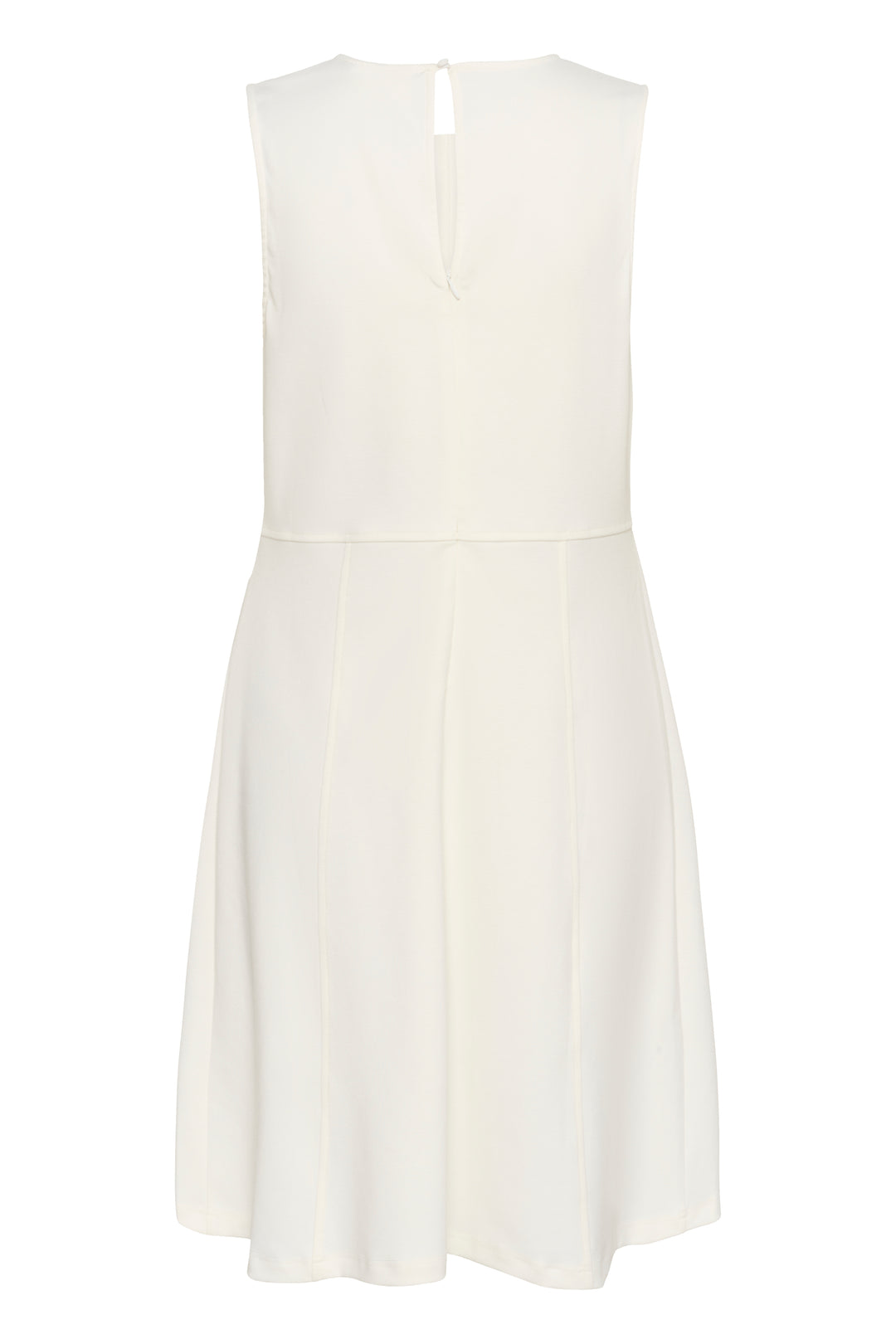 Robe sans manches Anett minimaliste avec coupe évasée, vue de dos. Élégante pour bureau et occasions spéciales.