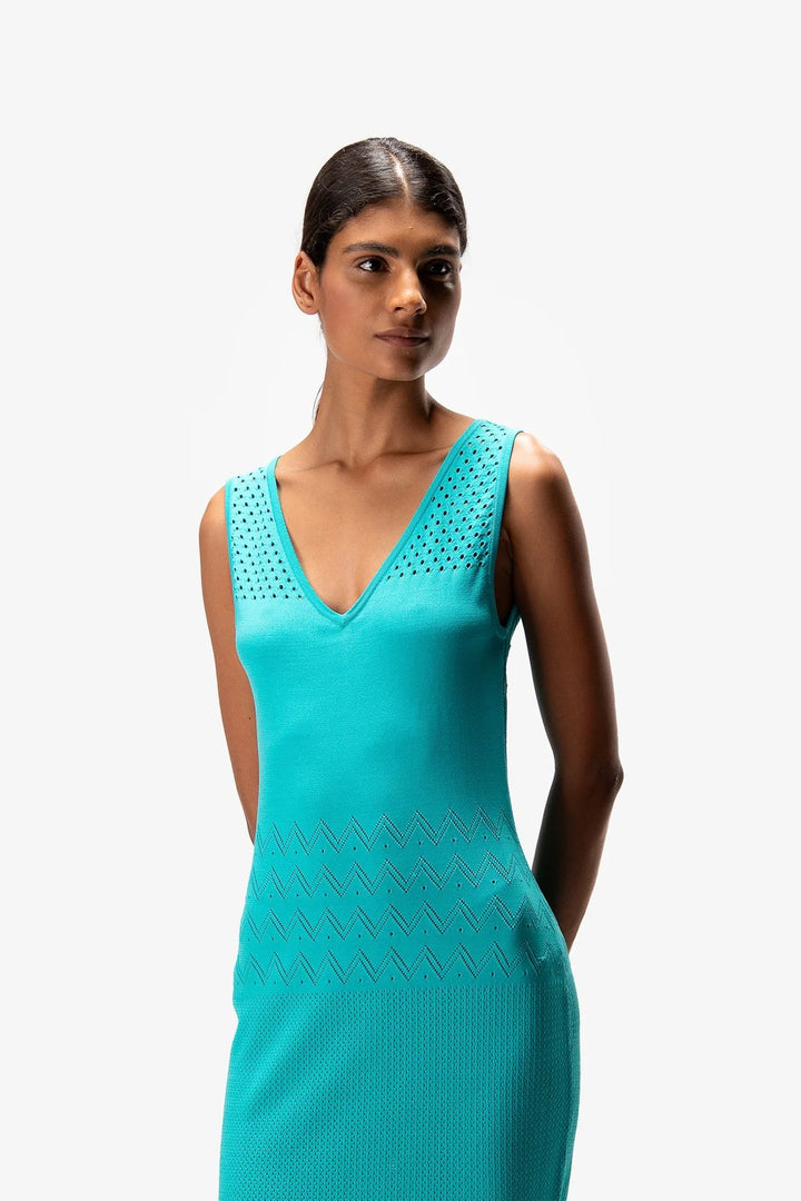 Knitted dress with holes