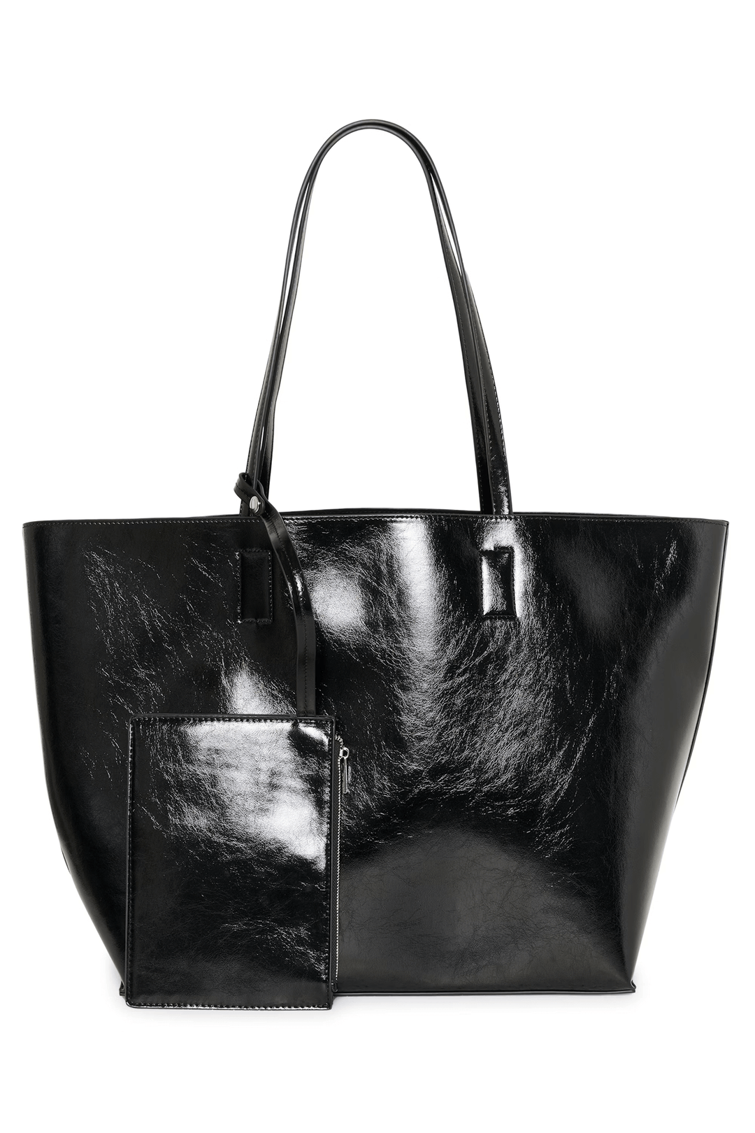 Sac Schila - grand sac cabas lustré avec pochette amovible, élégant et pratique pour un style chic et polyvalent.