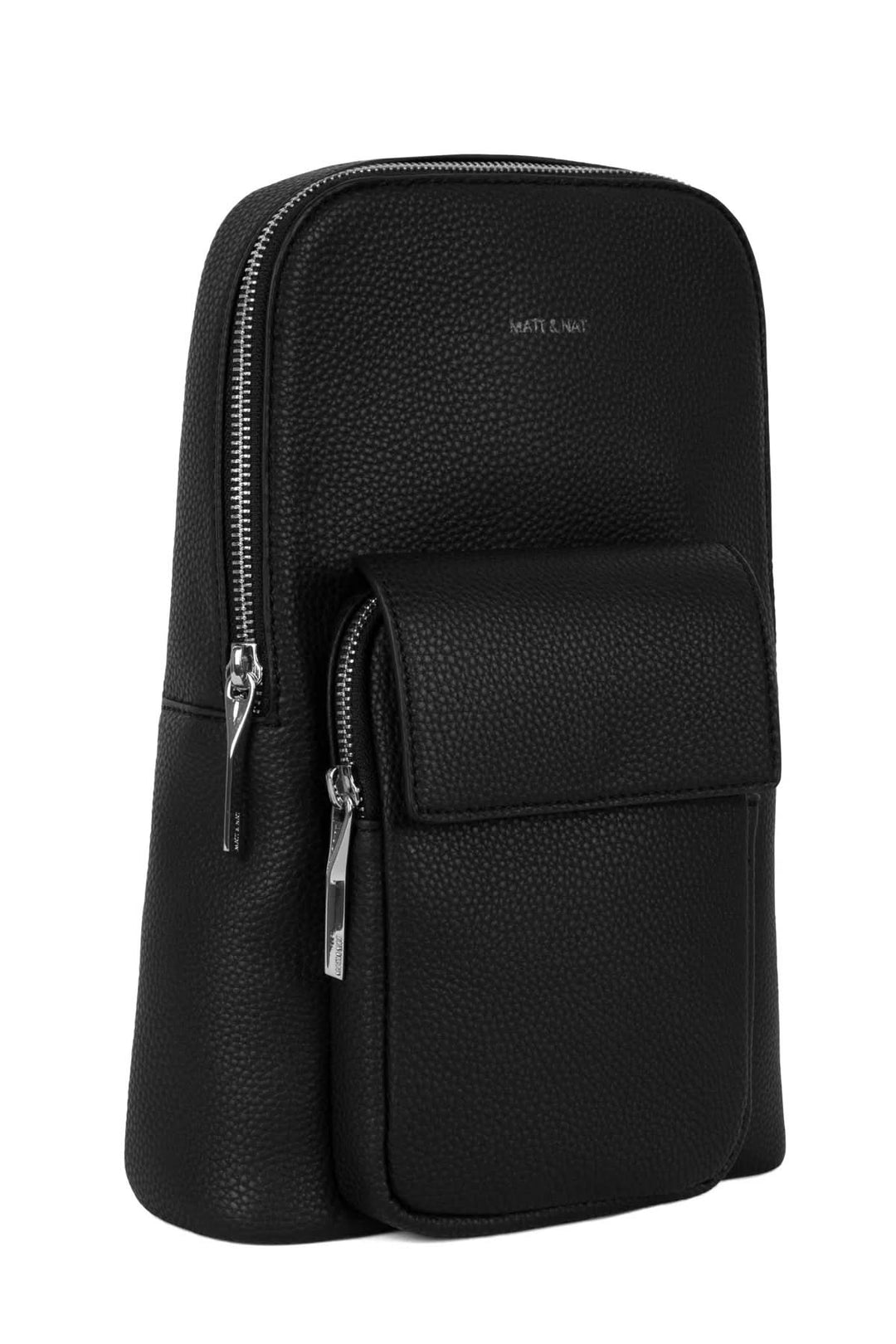 Sac à dos Allar noir avec compartiment principal zippé et poche avant, design élégant et moderne.