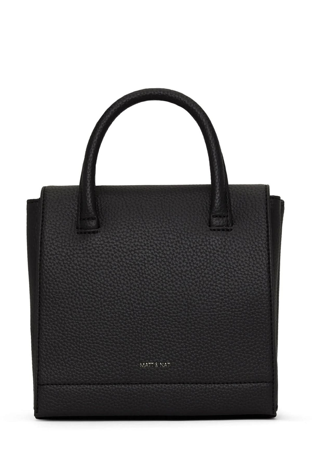 Sac à mains Adelsm noir en cuir avec double poignée et rabat structuré, chic et fonctionnel.