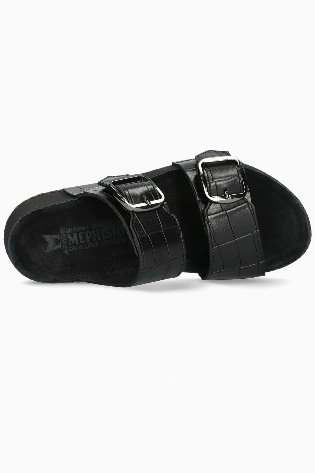 Sandalle Bayane en noir avec brides ajustables et technologie SOFT-AIR pour confort et soutien au quotidien.