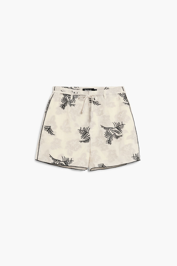 Short fluide à imprimé brodé avec motif délicatement brodé, coupe légère et poches latérales, idéal pour l&