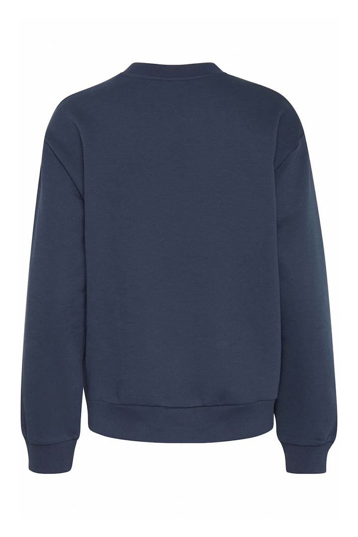 Back view of the Sweat-Shirt Ellen in navy blue, featuring a relaxed fit and long sleeves.