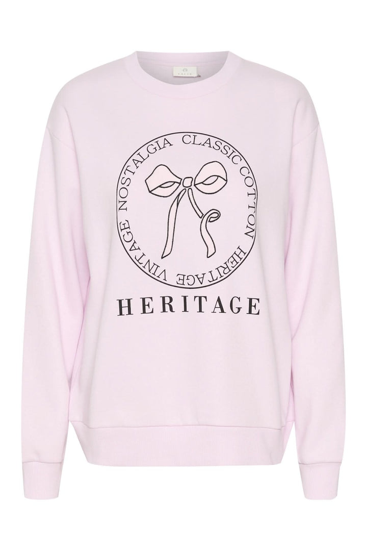 Pink Sweat-Shirt Ellen with central bow motif and Heritage text, featuring a relaxed fit and long sleeves.