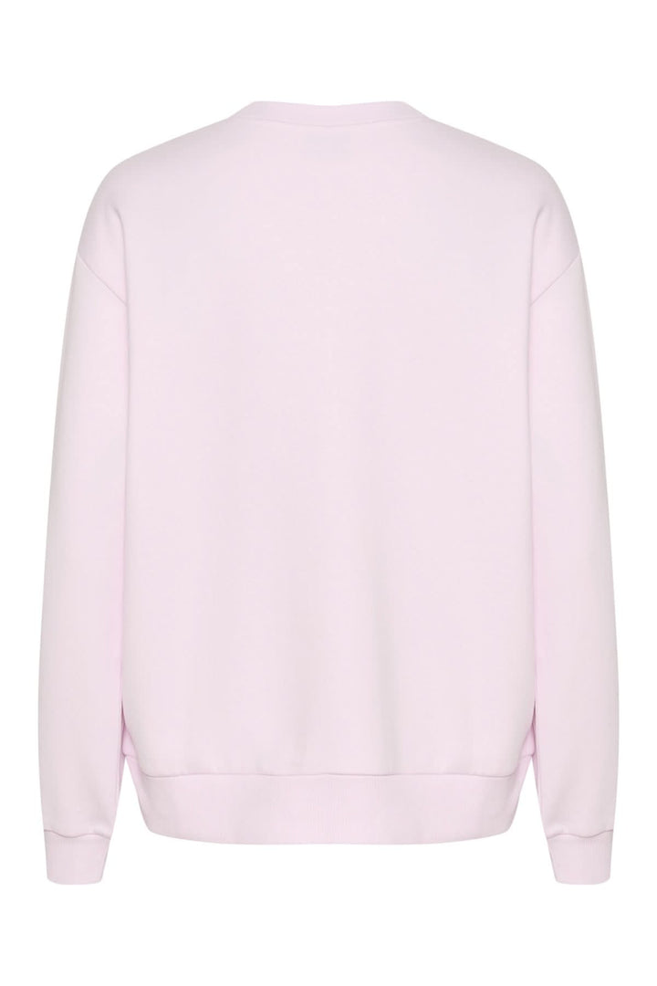 Back view of pink Sweat-Shirt Ellen with a relaxed fit and long sleeves, perfect for casual outfits.