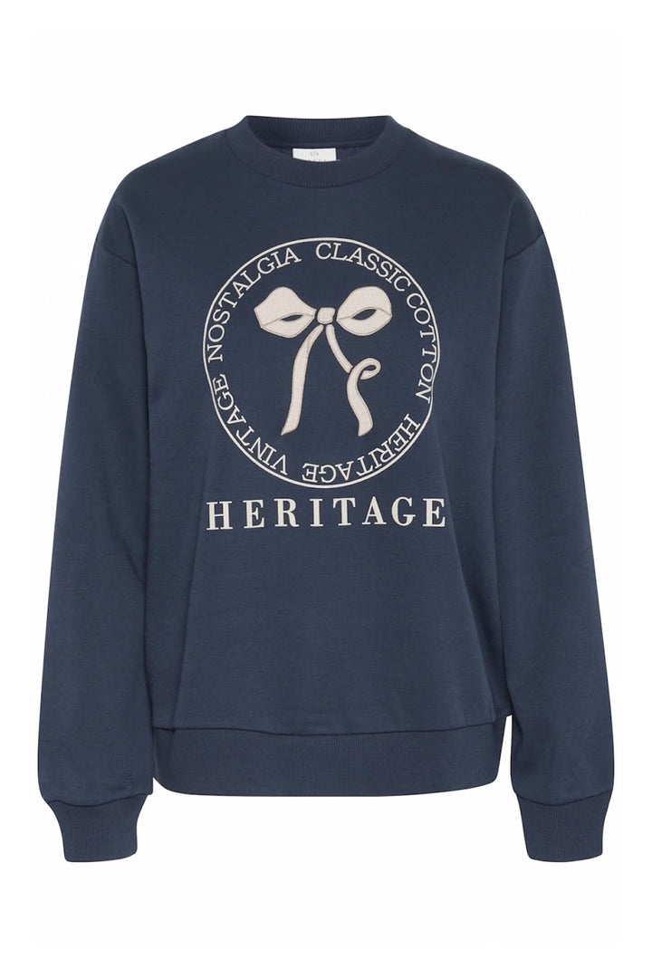 Sweat-shirt Ellen navy blue with a central graphic and relaxed fit, perfect for casual and stylish wear.