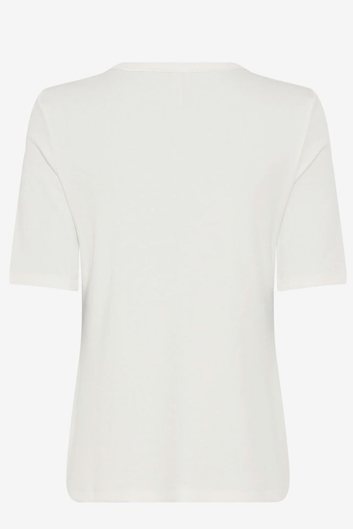 T-shirt Carina, vue arrière, design moderne, manches mi-longues, coupe ajustée en coton.