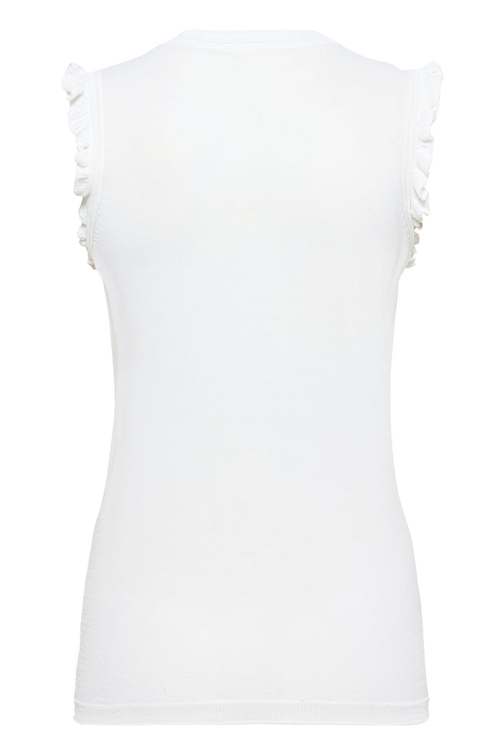 Vue arrière du T-shirt Desten sans manches avec volants.