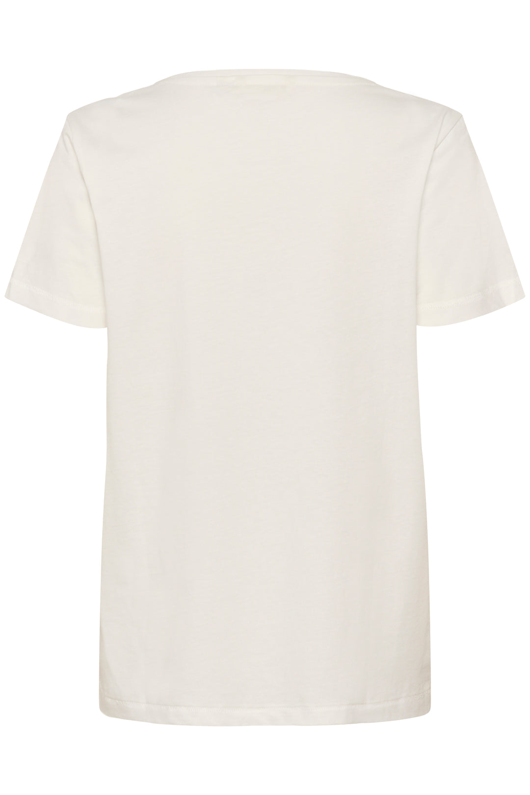 Vue arrière du T-shirt Joliy blanc à manches courtes, coupe droite, tissu doux, idéal pour un style quotidien féminin et expressif.