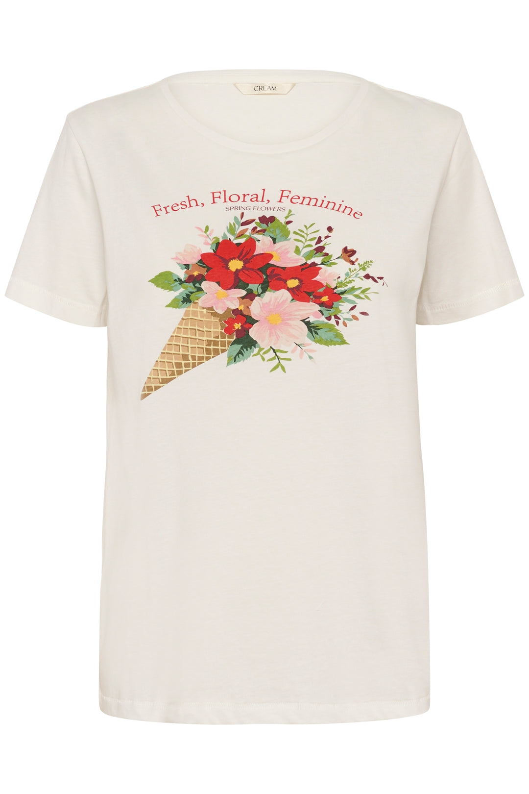 T-shirt Joliy avec imprimé floral artistique, coupe droite et encolure ronde, idéal pour un style féminin et expressif.