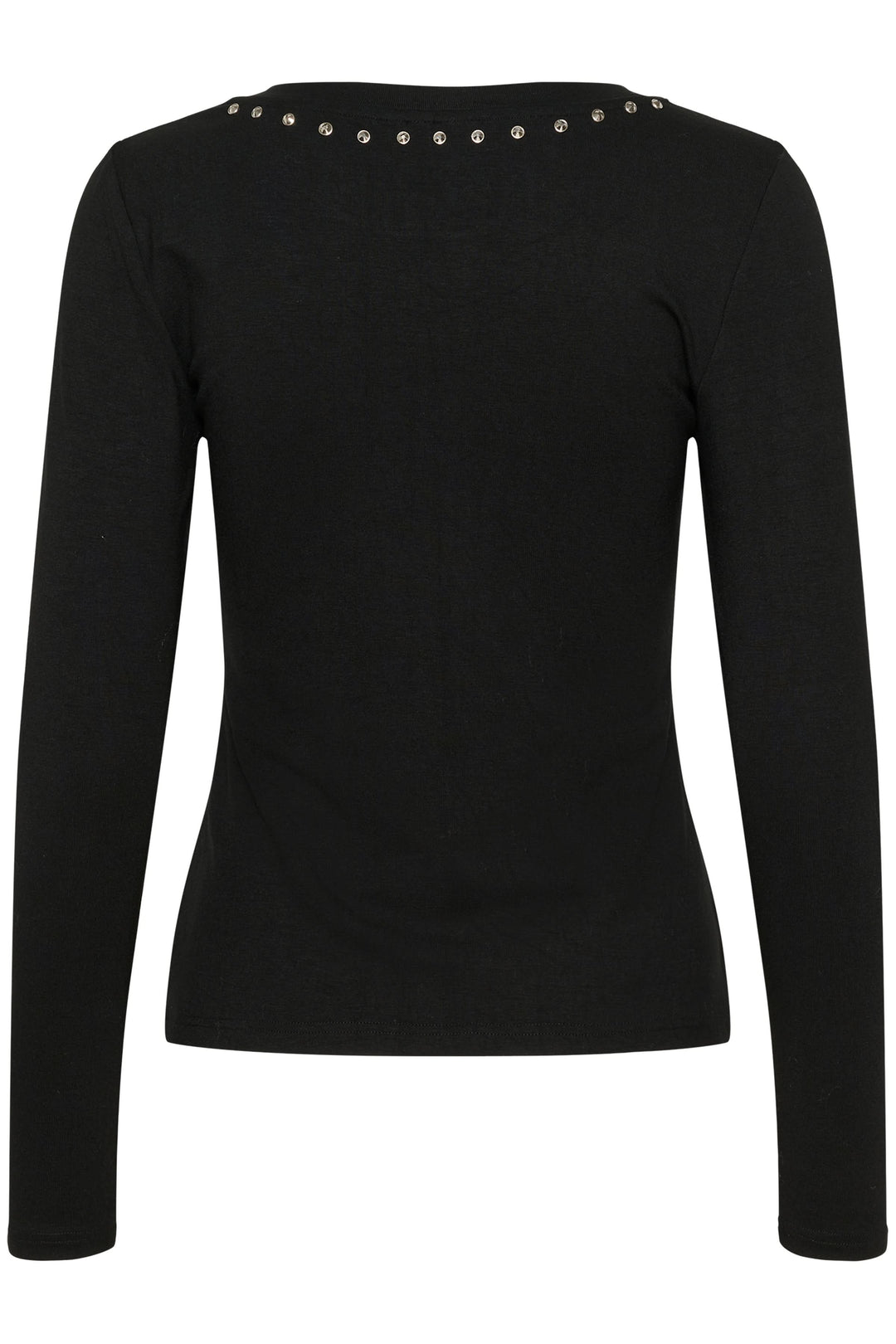 Vue arrière du T-shirt Marty à manches longues, silhouette ajustée avec détails décoratifs à l'encolure.