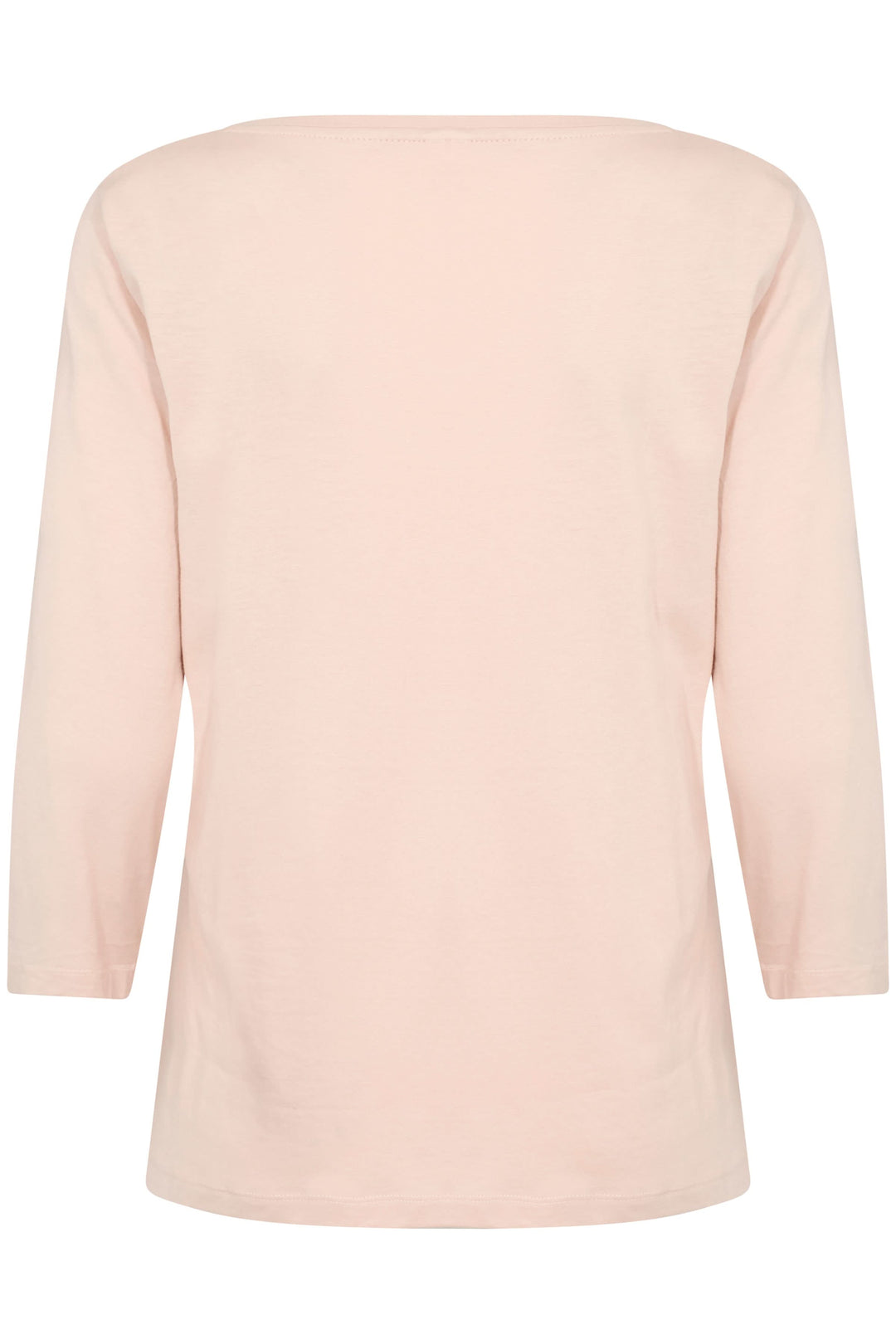 T-shirt Naia en coton doux, rose pâle, avec manches trois-quarts et col bateau, vue arrière.