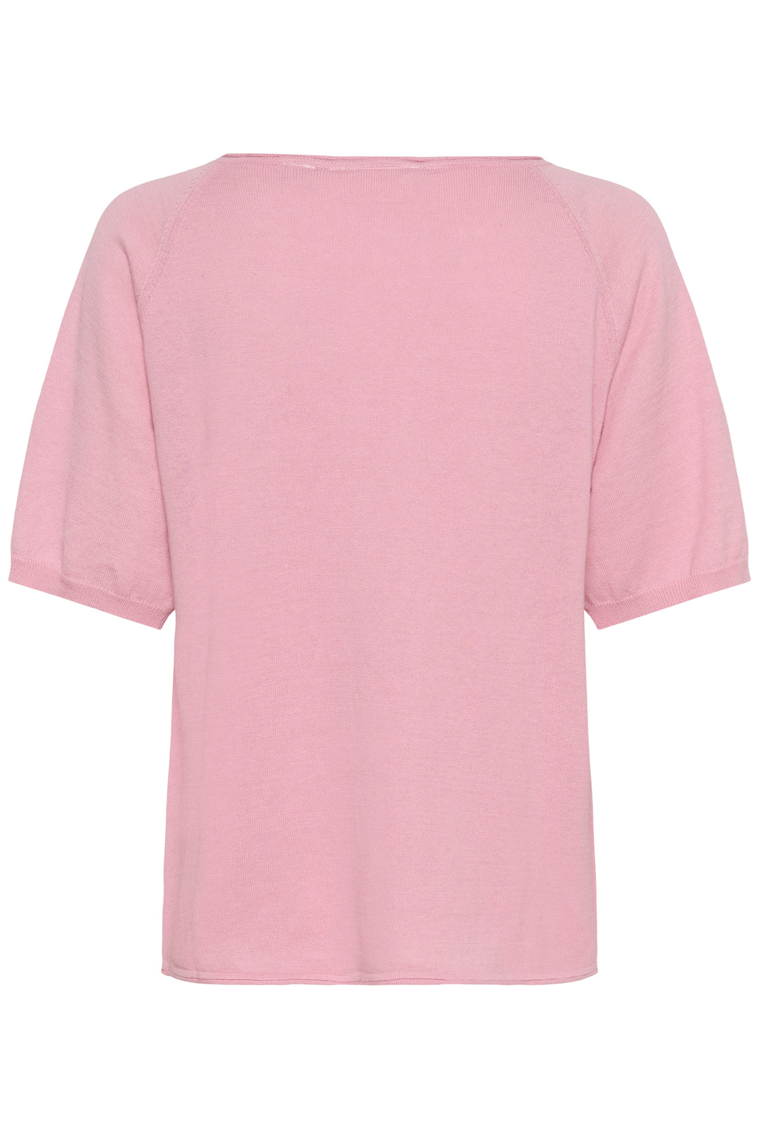 Vue arrière du T-shirt Romane rose, coupe décontractée avec manches courtes amples pour un confort quotidien.