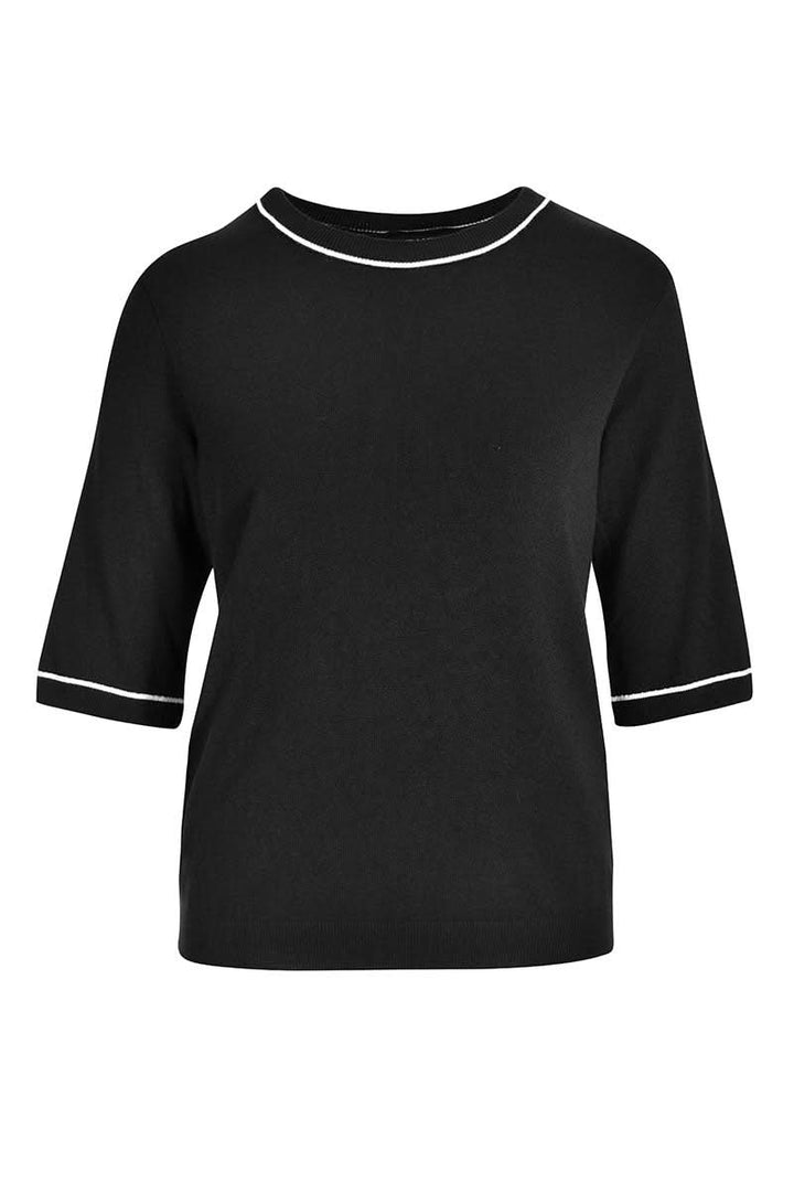 T-shirt avec lignes en maille fine, coupe droite et finitions contrastantes, idéal pour tenues professionnelles ou décontractées.