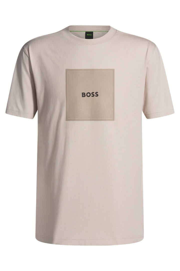 T-shirt BOSS en jersey de coton, coupe droite, logo élégant, écoresponsable.