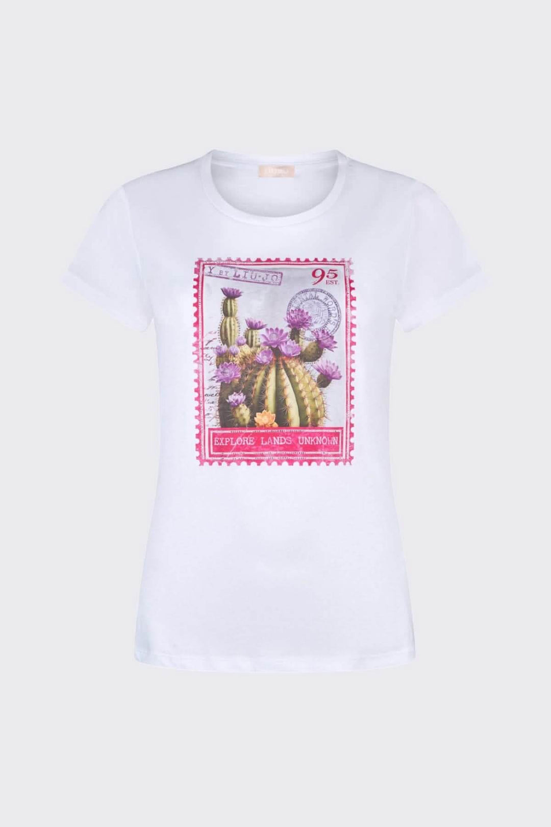 T-shirt à manches courtes avec imprimé graphique de cactus, mode féminine décontractée.