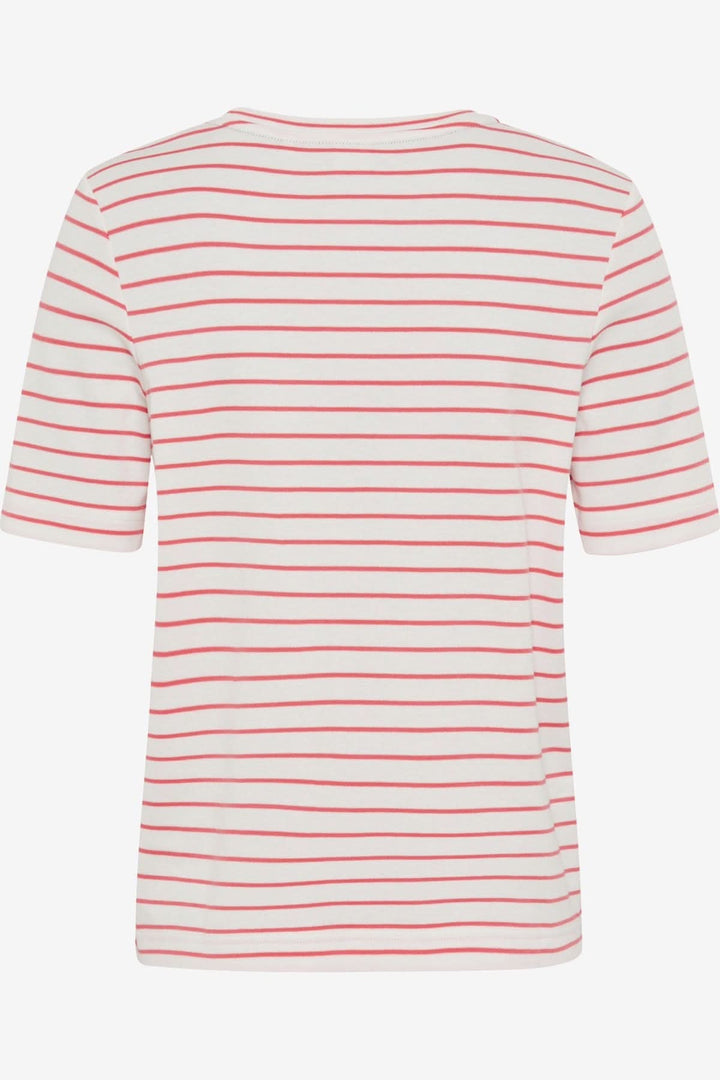 T-shirt rayé CIRA de Brax, dos vue, motif stripes rouge et blanc, style décontracté, confort et élégance.