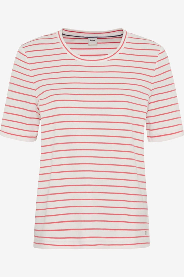 T-shirt rayé CIRA de Brax, style décontracté, col rond, jersey de coton, parfait pour le printemps.