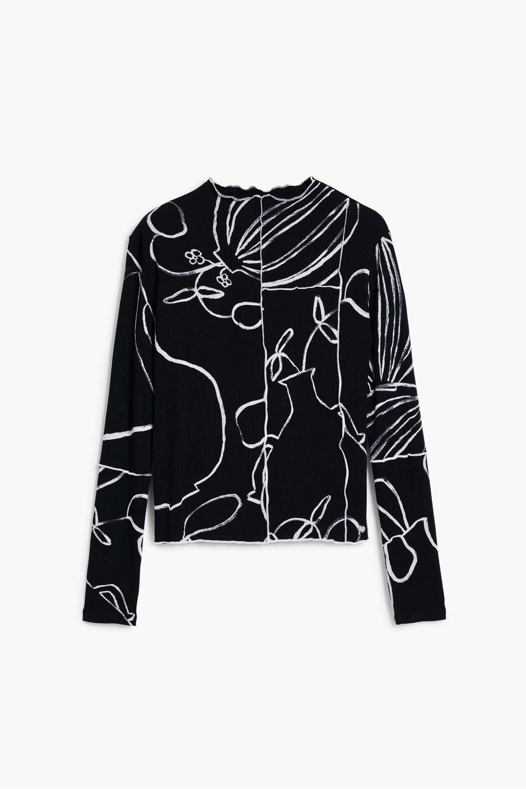 T-shirt silhouettes vases avec imprimé artistique, couture contrastante, coupe ajustée, style urbain audacieux.