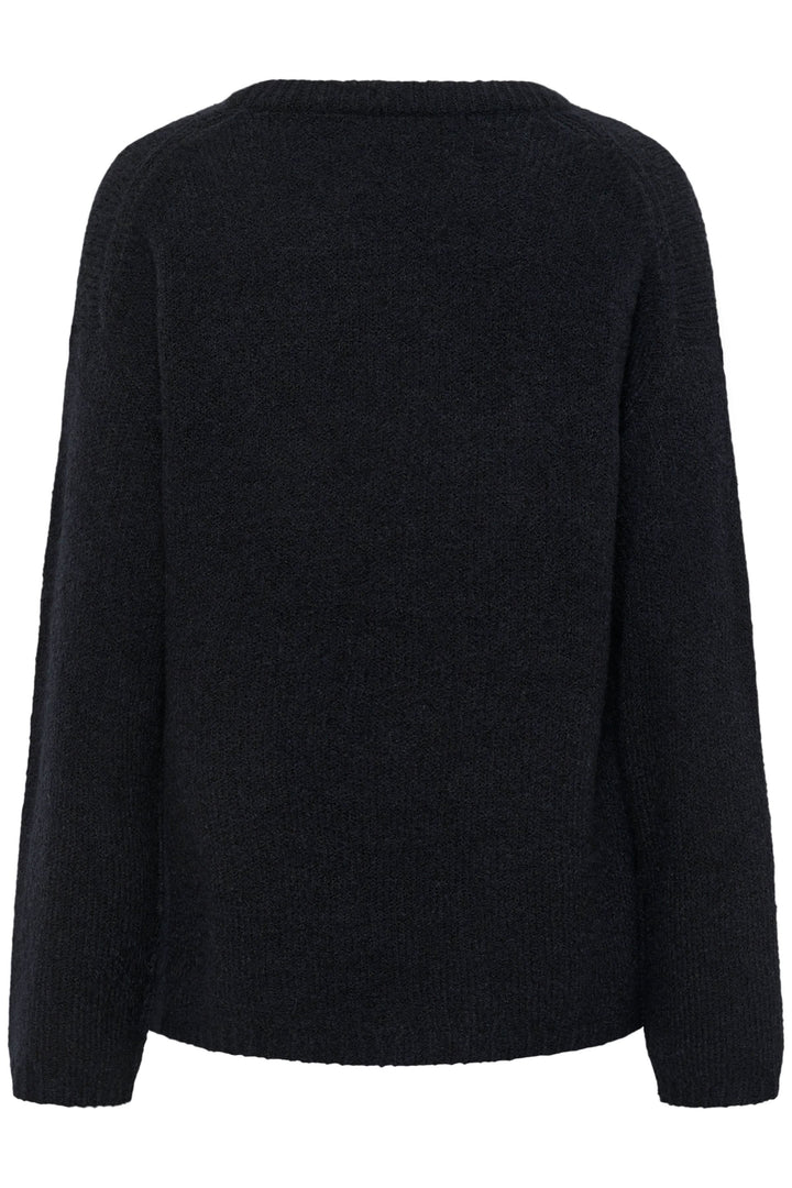 Tricot Spence noir à col rond, manches longues et coupe droite, idéal pour un style décontracté chic.