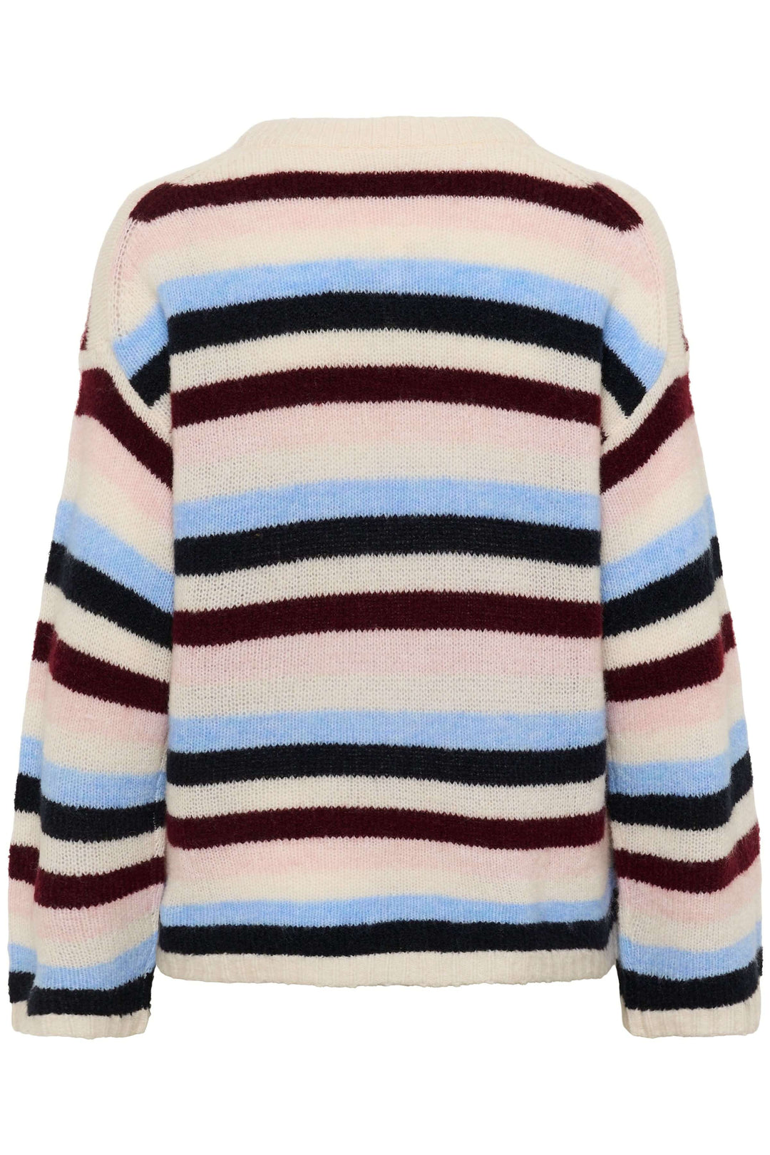 Tricot Spence à rayures multicolores en maille douce, col rond, manches longues, coupe droite, style décontracté chic