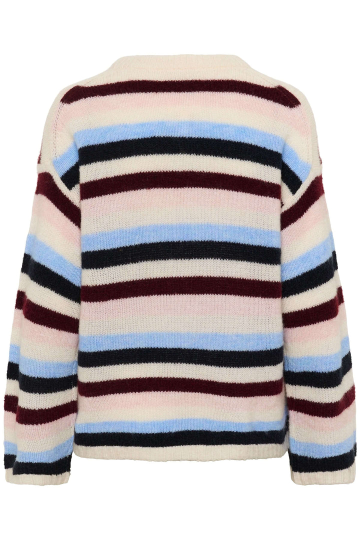 Tricot Spence à rayures multicolores en maille douce, col rond, manches longues, coupe droite, style décontracté chic