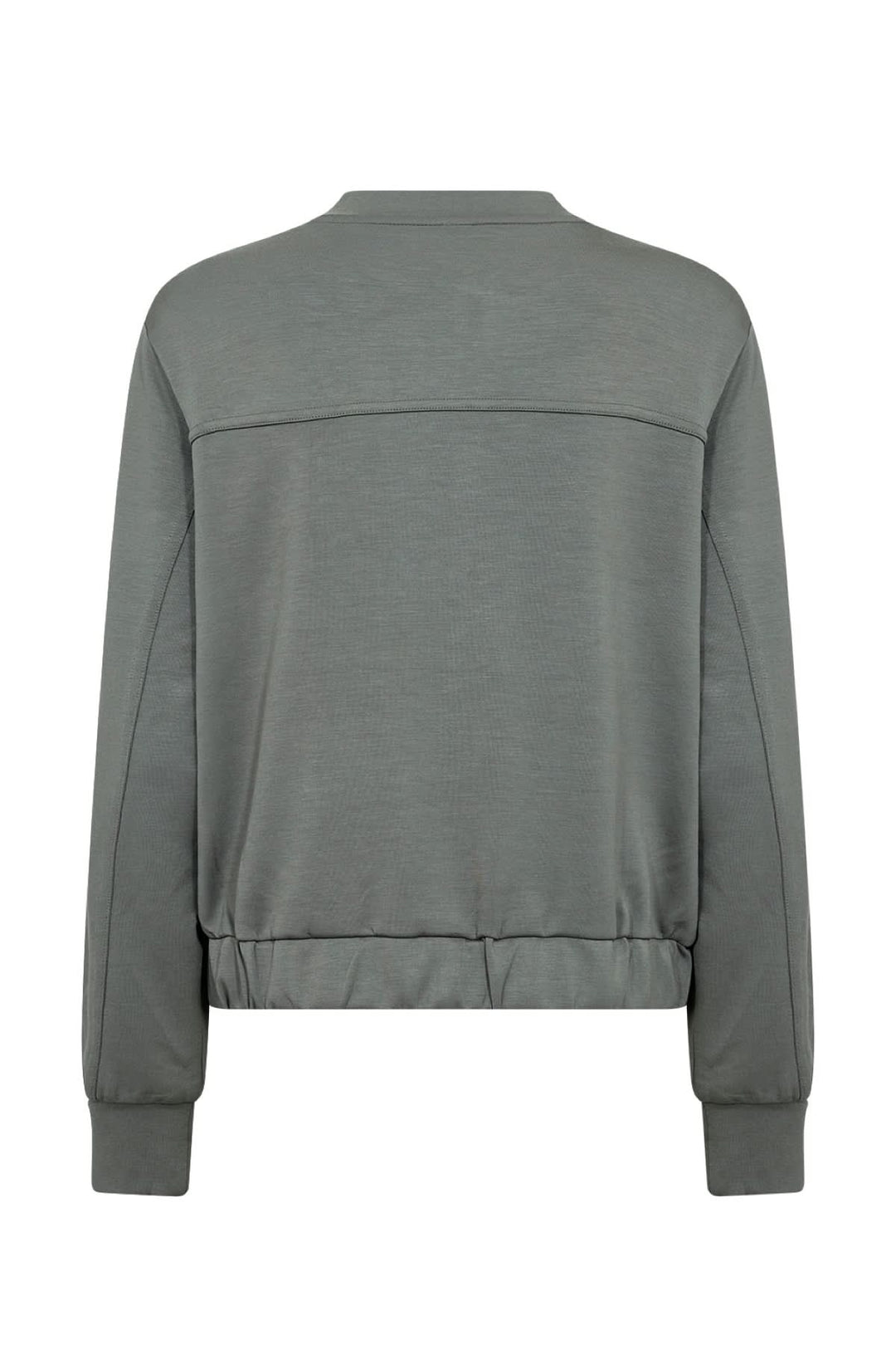 Veste à bouton-pression en modal, vue arrière, couleur gris, manches longues, poignets de jersey.