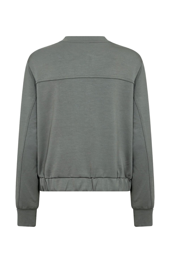 Veste à bouton-pression en modal, vue arrière, couleur gris, manches longues, poignets de jersey.