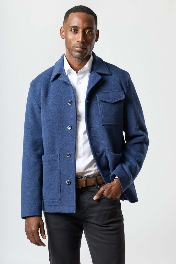 Wool jacket with patch pockets