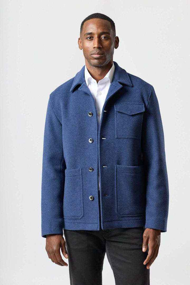 Wool jacket with patch pockets