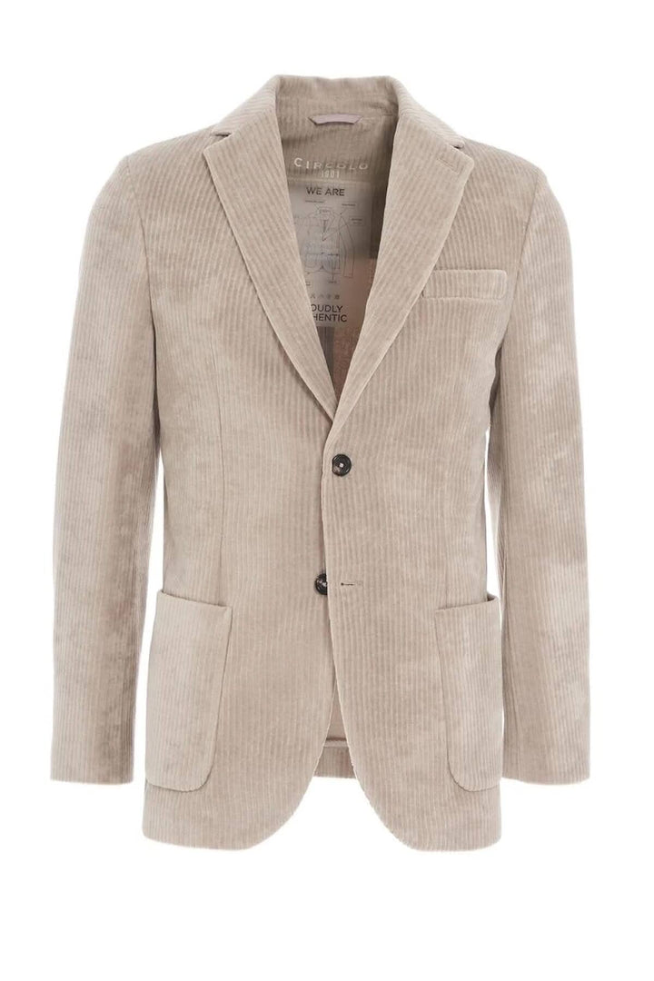 Veste en velours côtelé beige avec poches et boutons, élégante et intemporelle, modèle Circolo CN4040.