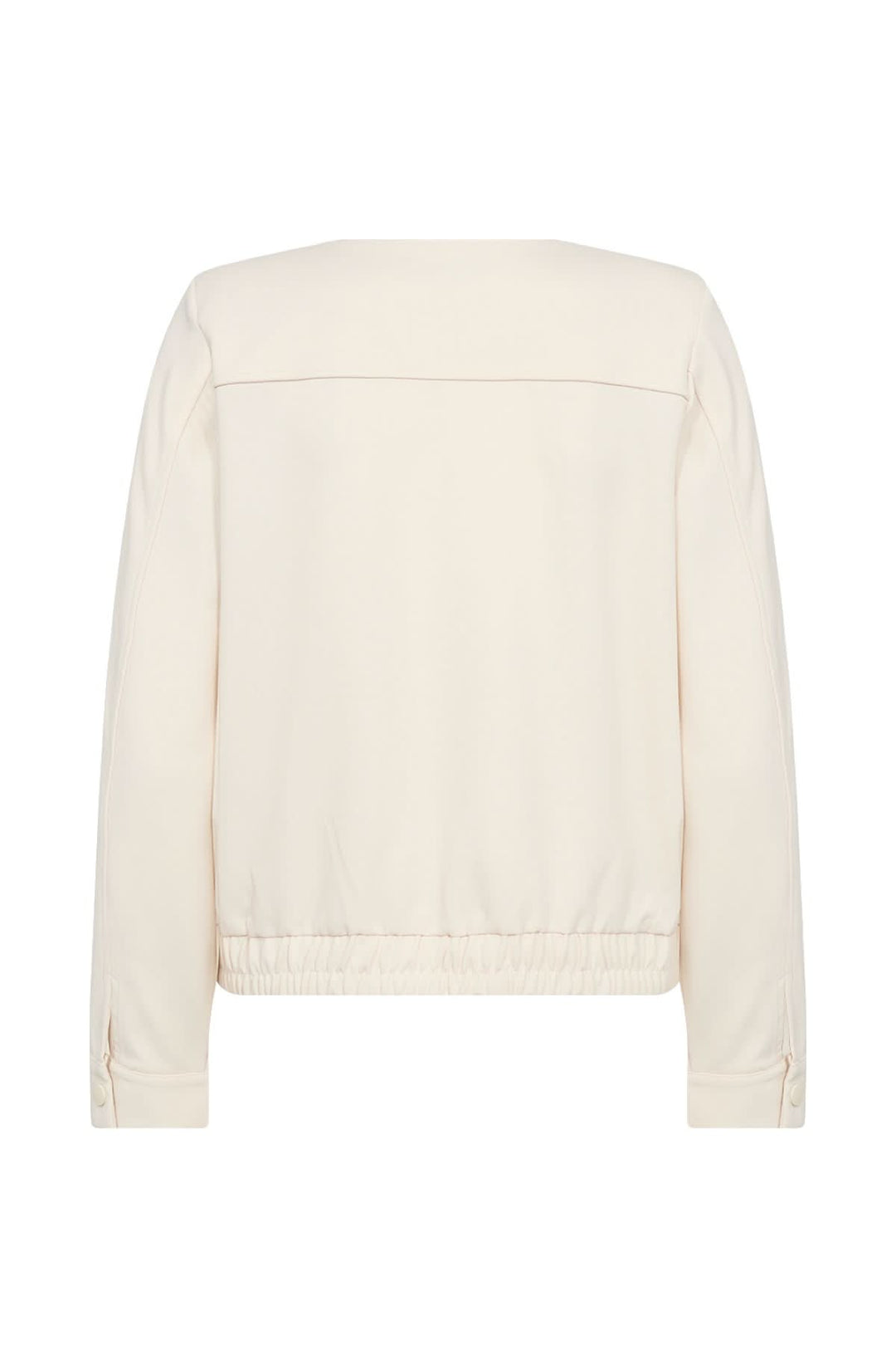 Veste zipée beige, vue arrière, avec ourlet élastique et manches longues, idéale pour un look décontracté et professionnel.