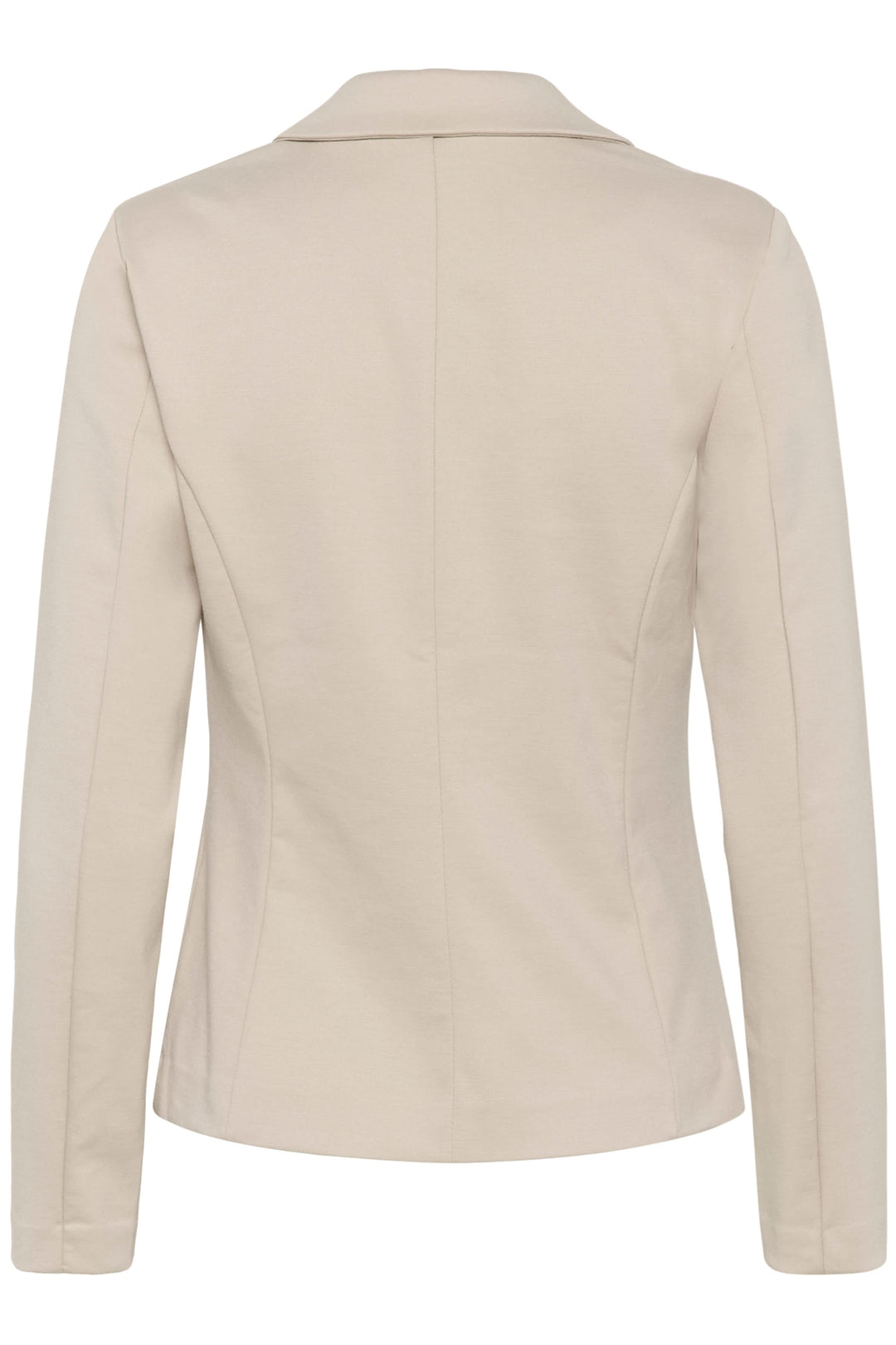 Veston Jenny structuré en beige avec coupe ajustée, col tailleur et fermeture à un bouton, idéal pour un look soigné et décontracté.