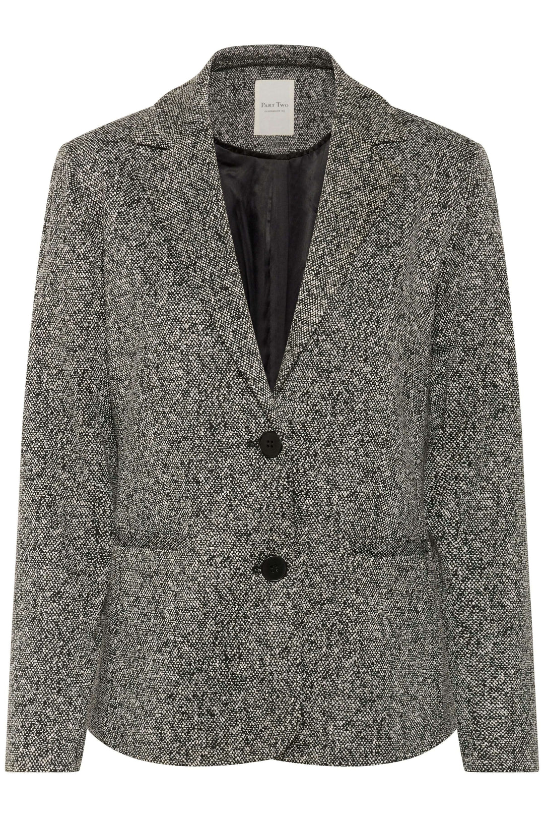 Veston Vineke en tissu texturé, coupe structurée avec fermeture à deux boutons, style élégant et polyvalent.