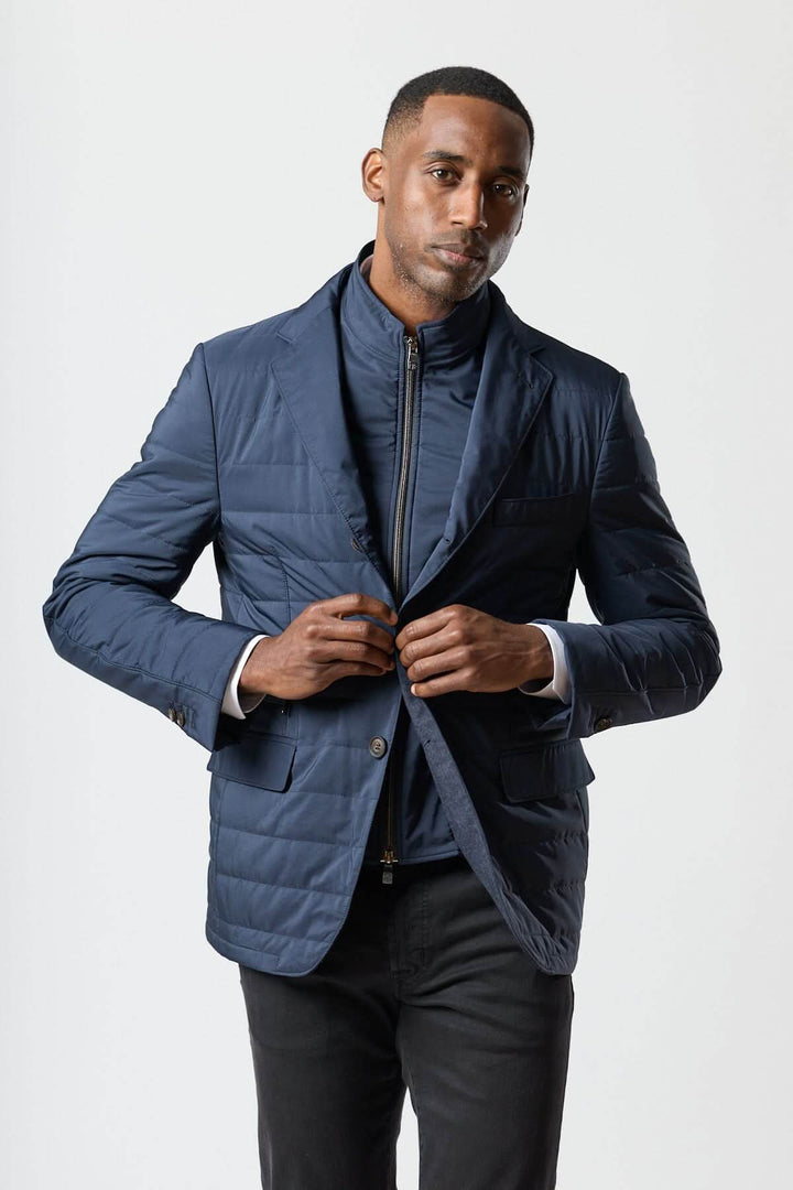 Quilted jacket with removable collar