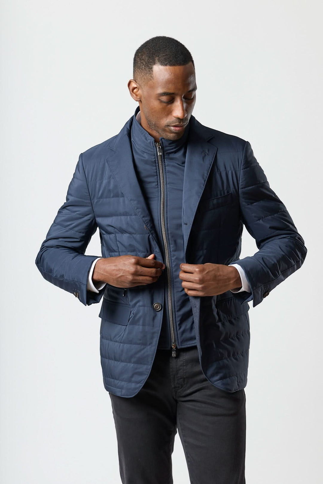 Quilted jacket with removable collar