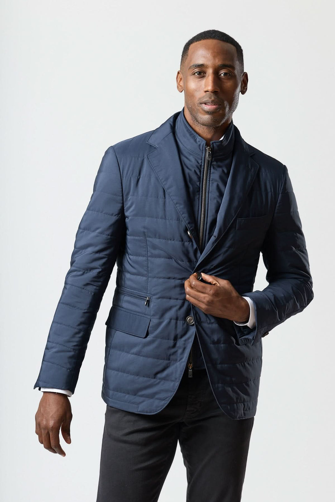 Quilted jacket with removable collar