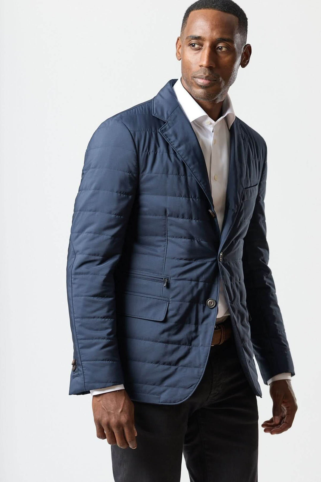 Quilted jacket with removable collar