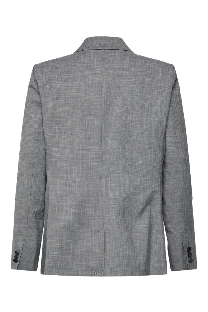 Veston tailleur structurée Cadie, vue arrière, coupe droite, col à revers pour une allure moderne et polyvalente, gris élégant.